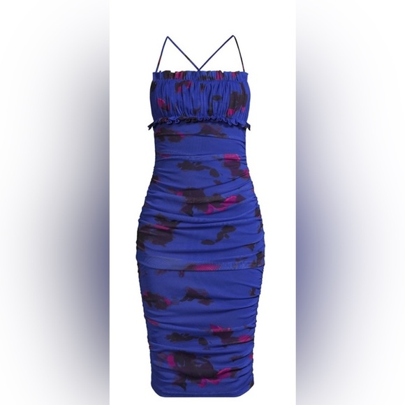 Black Halo Women’s Azra Floral Ruffle Trim Knee-length Sheath Dress-NWT-Sz 0/XS- - Picture 3 of 15